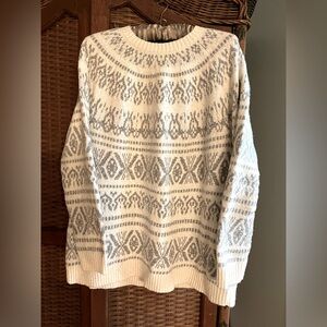 J.Jill sweater ski pattern design! Oversized Medium Raglan sleeves, EUC